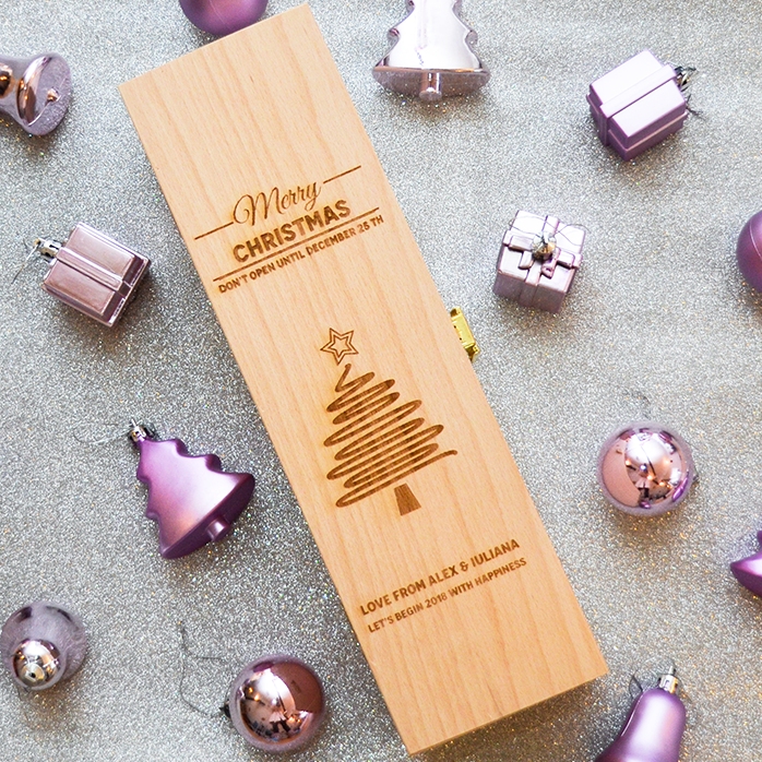 Scatola per vino personalizzata - Star Christmas Tree