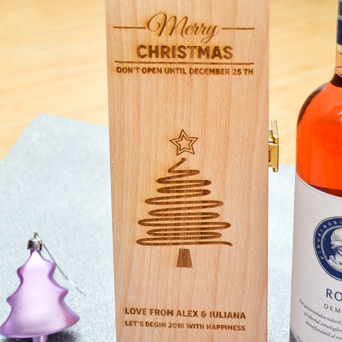 Scatola per vino personalizzata - Star Christmas Tree