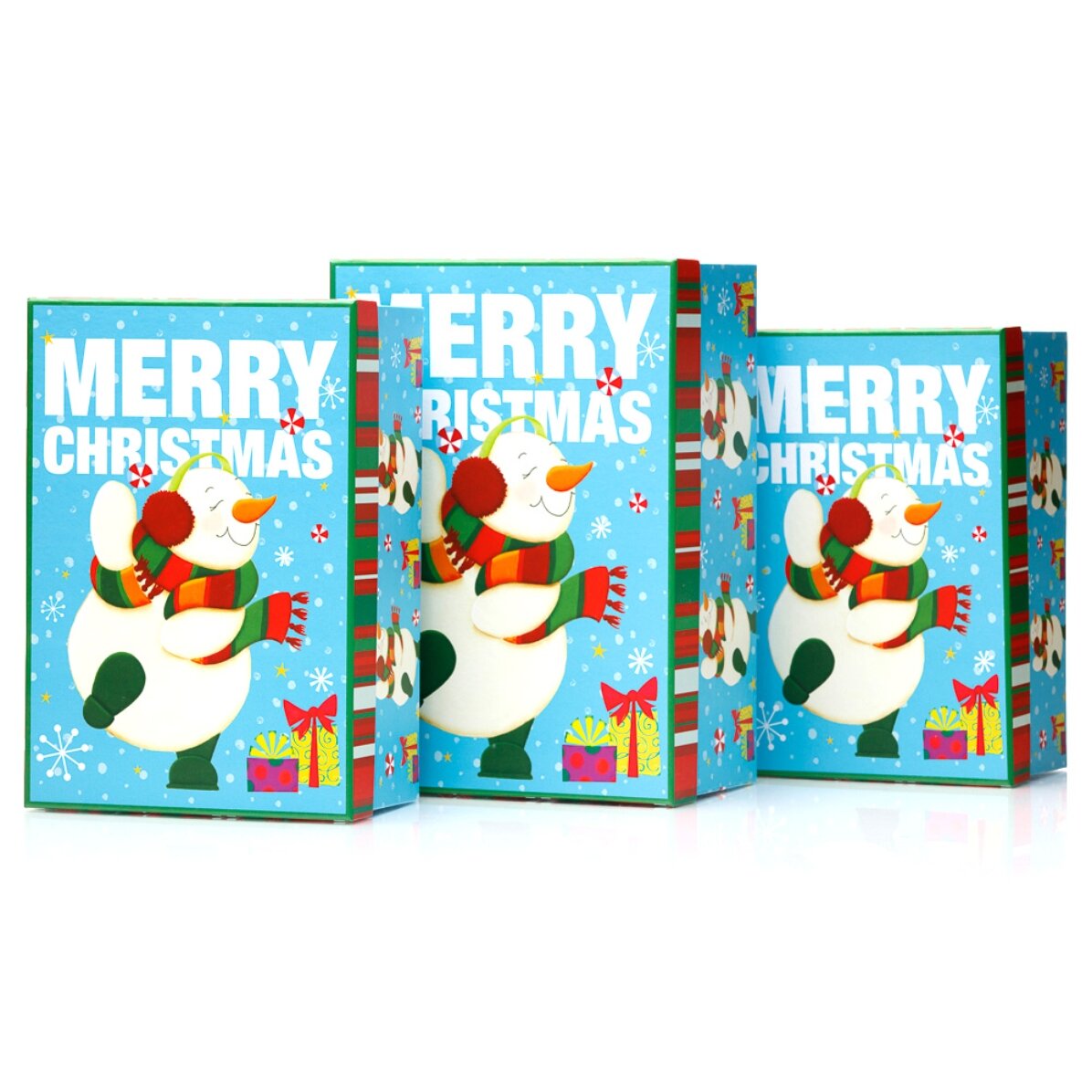 Confezione regalo natalizia blu - modello pupazzo di neve