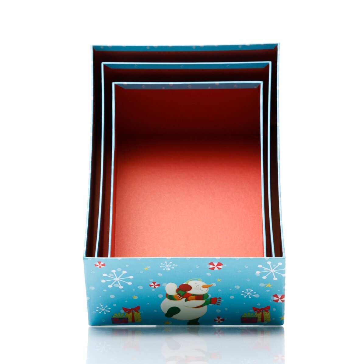Confezione regalo natalizia blu - modello pupazzo di neve