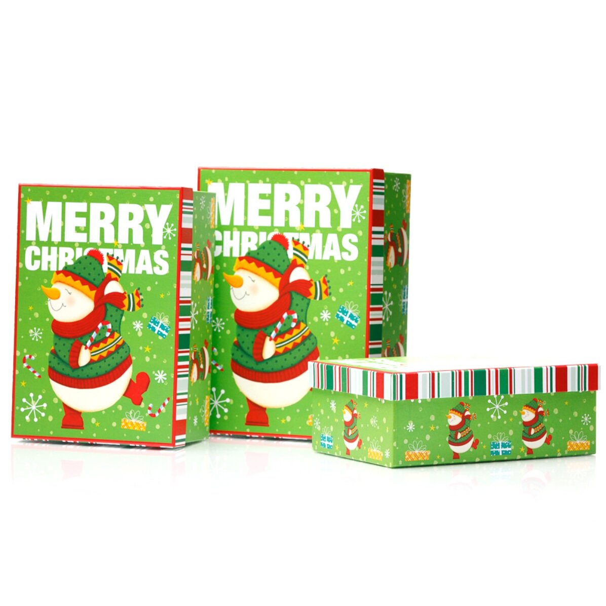 Confezione regalo natalizia verde - modello pupazzo di neve