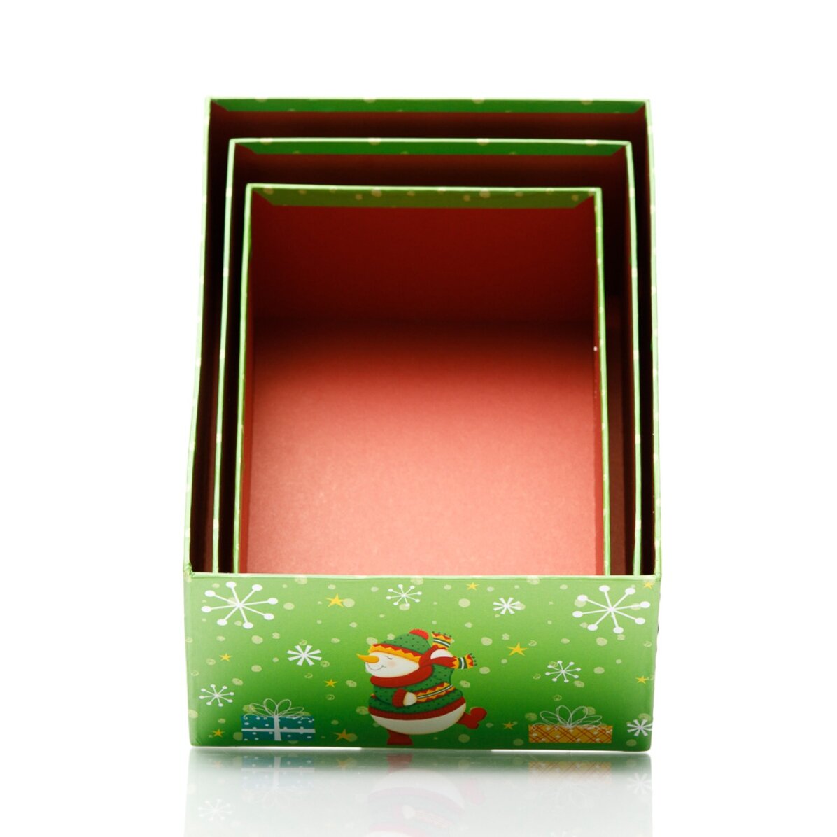 Confezione regalo natalizia verde - modello pupazzo di neve