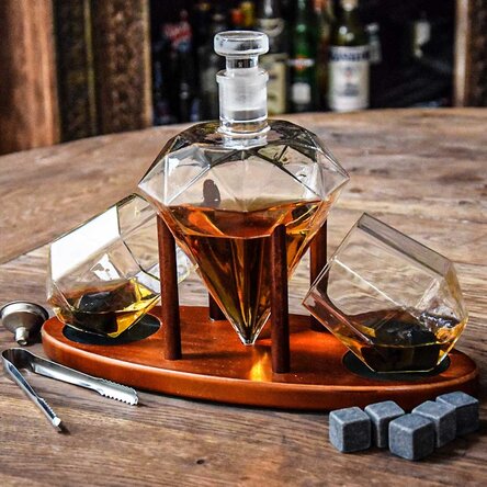 Decantatore Deluxe Diamant con due bicchieri