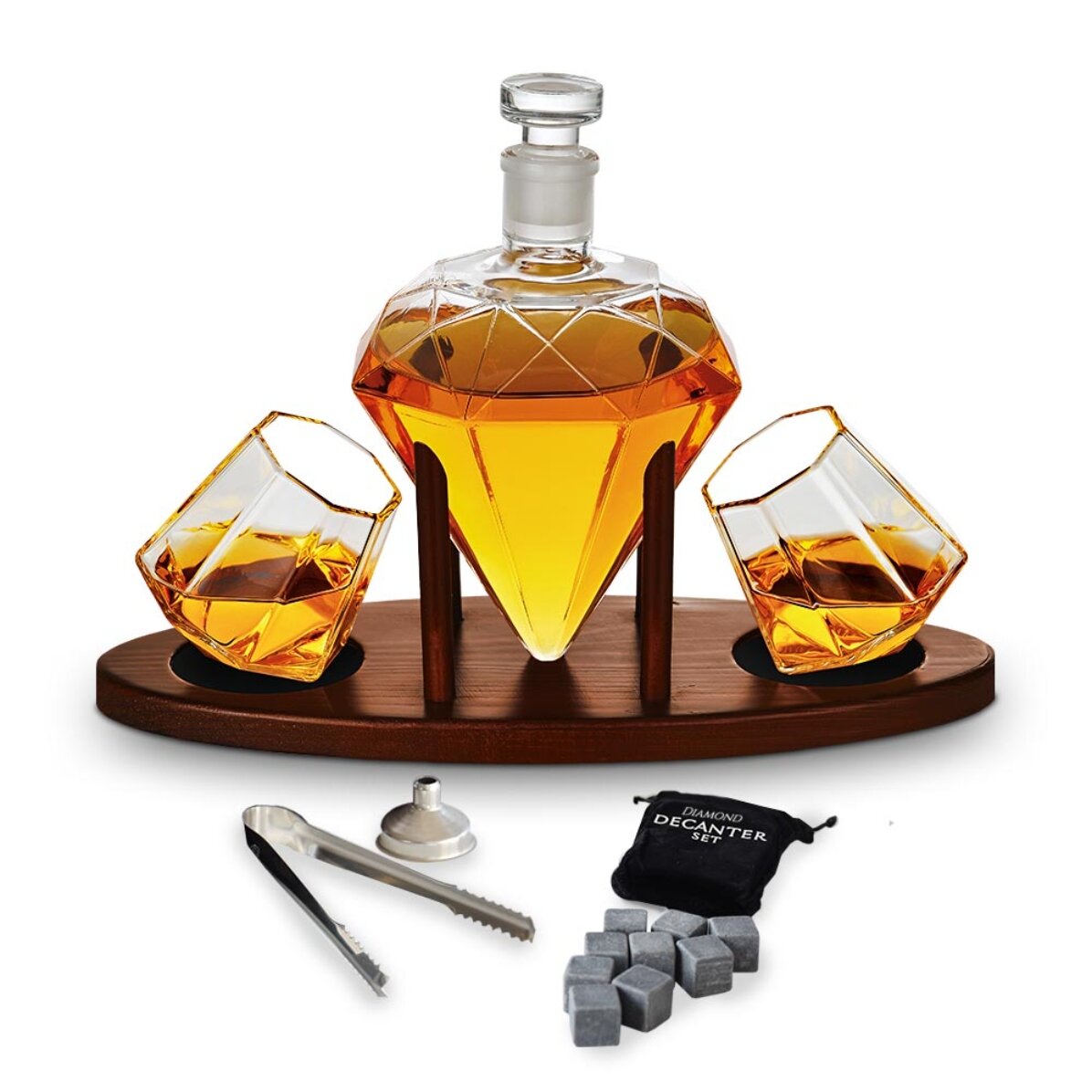 Decantatore Deluxe Diamant con due bicchieri