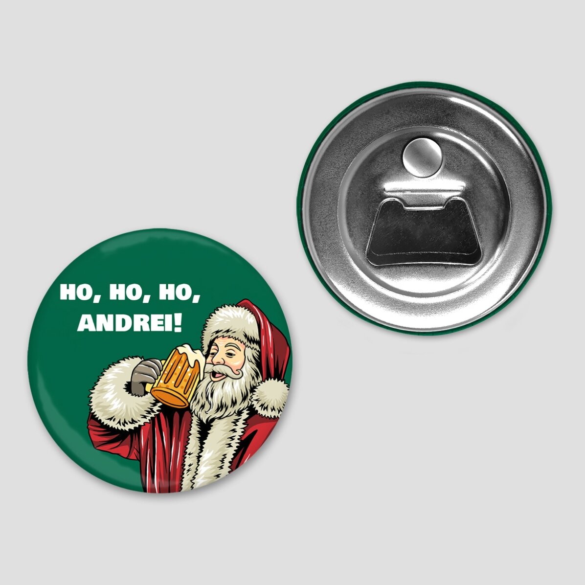 Apribottiglie con magnete personalizzato con scritta - Babbo Natale