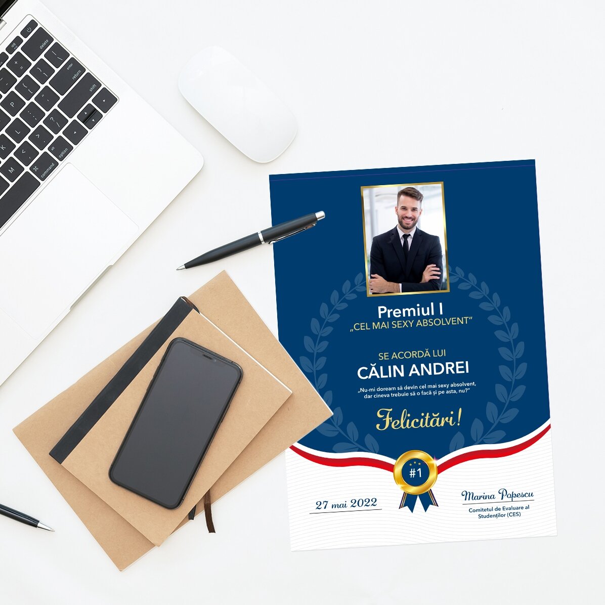 Diploma personalizzato con foto e testo - Il miglior diplomato