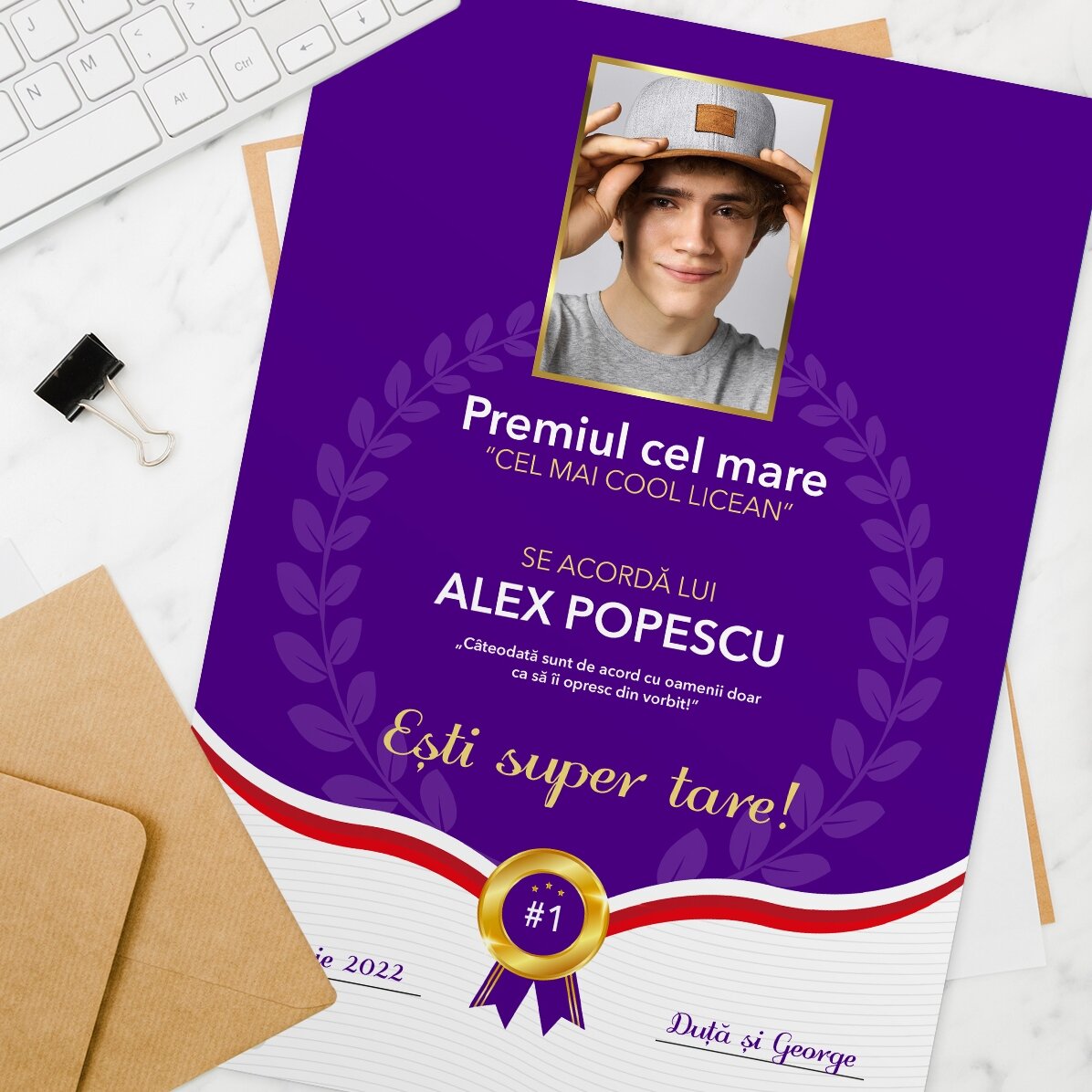 Diploma personalizzato con foto e testo - Il miglior diplomato