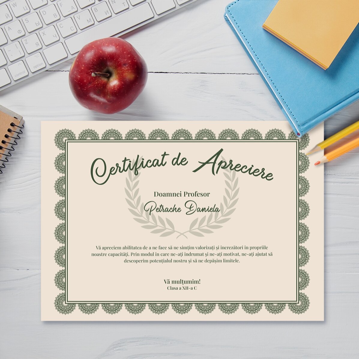 Diploma con testo personalizzato - Attestato di riconoscimento