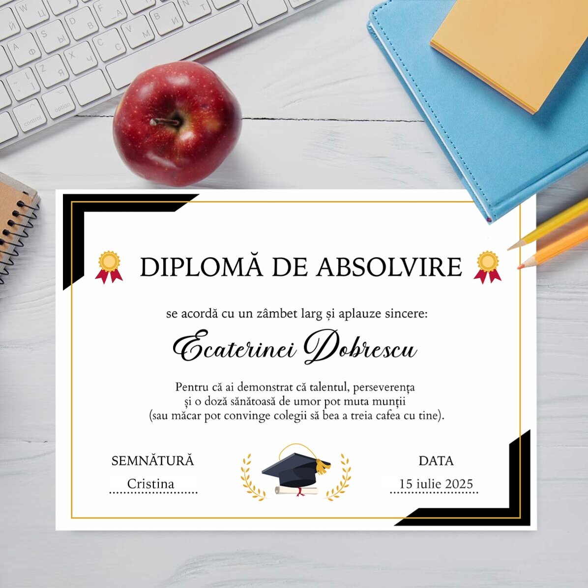 Diploma personalizzato con testo - Laurea