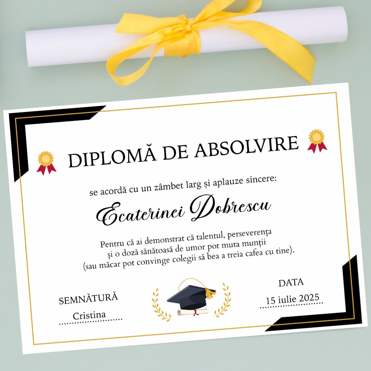 Diploma personalizzato con testo - Laurea