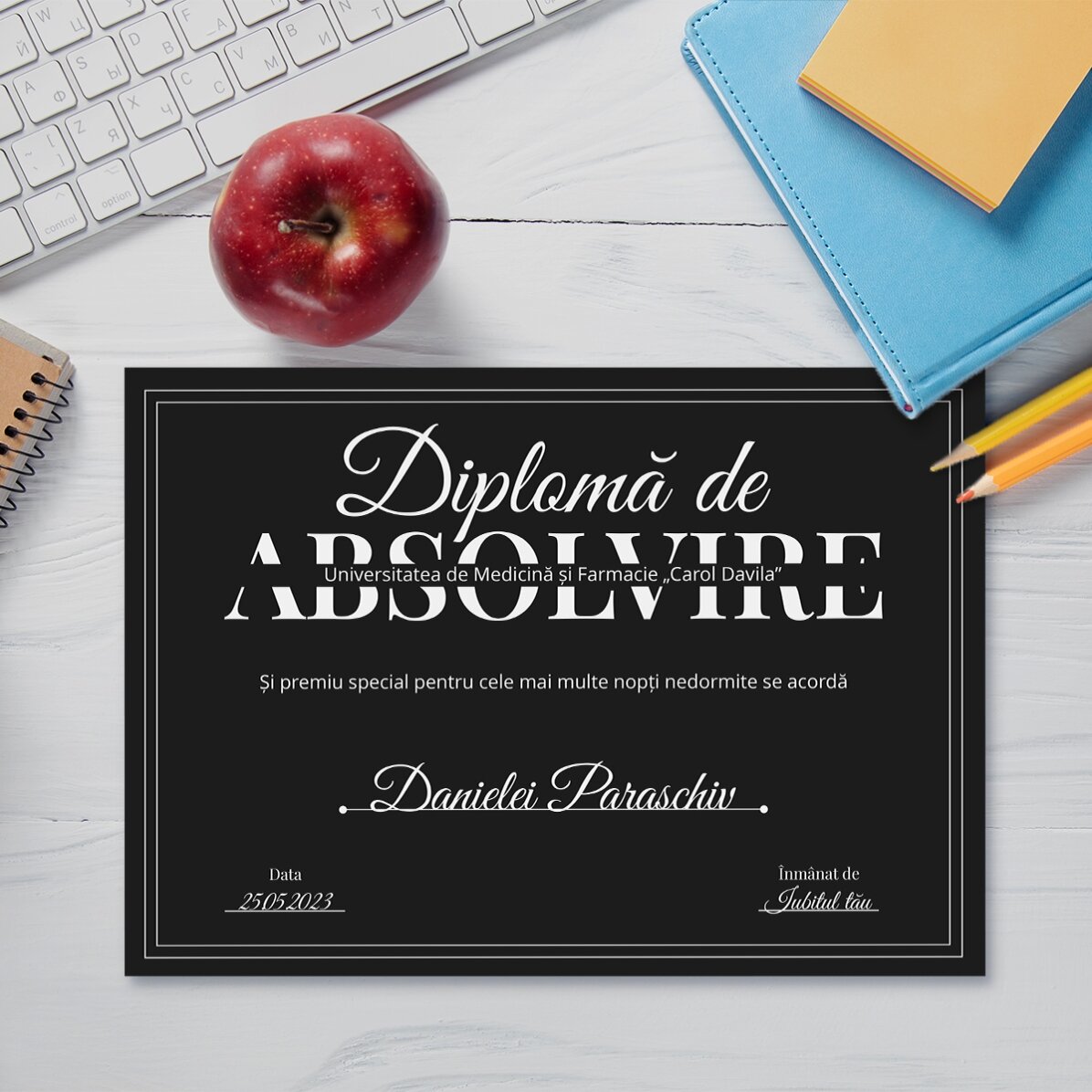 Diploma personalizzato con testo - Diploma di laurea
