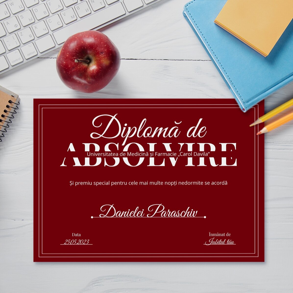 Diploma personalizzato con testo - Diploma di laurea