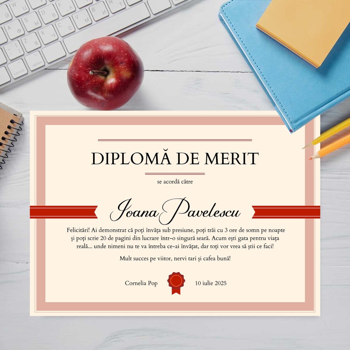 Diploma personalizzato con testo - Diploma di merito