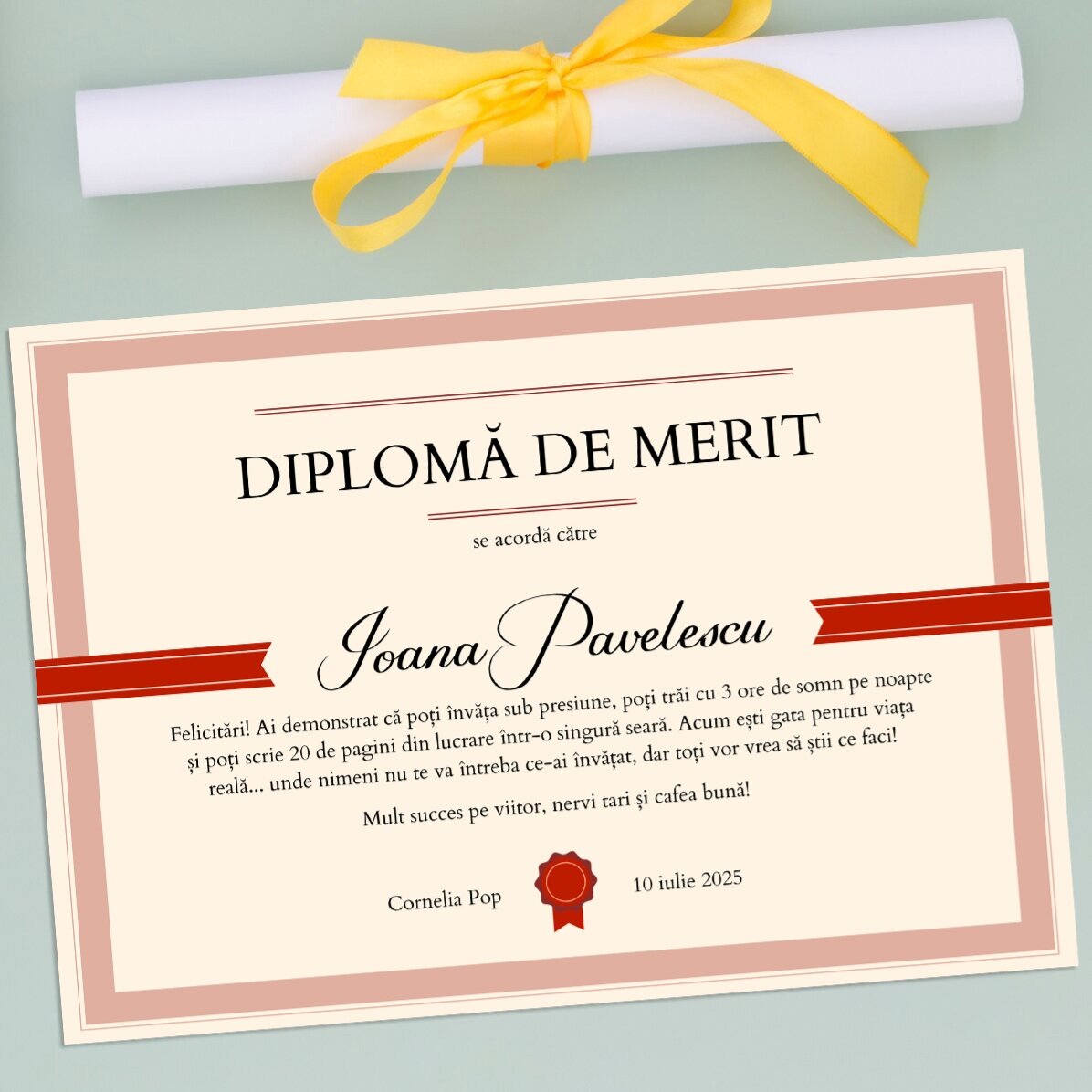 Diploma personalizzato con testo - Diploma di merito