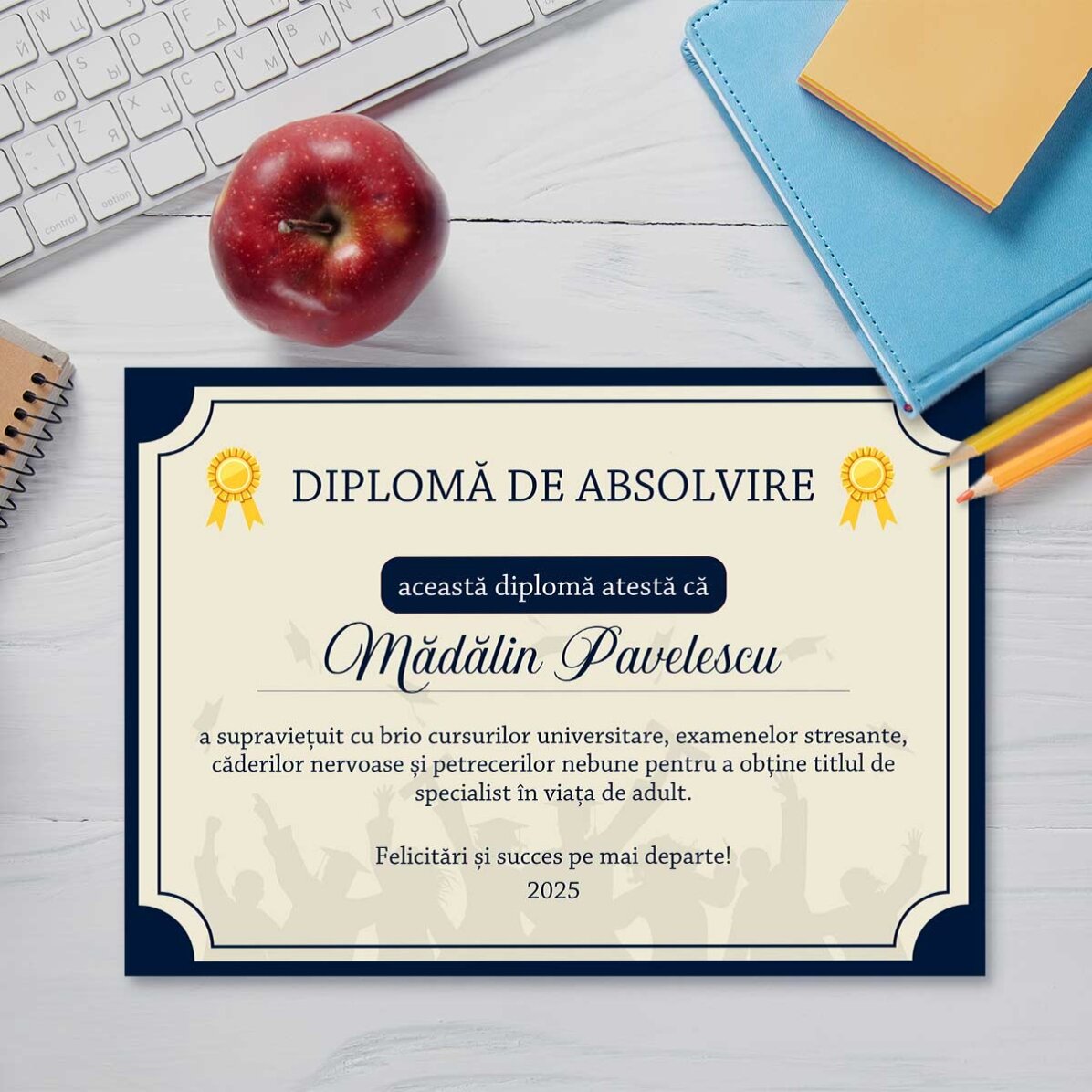 Diploma personalizzato con testo - La vita da adulto