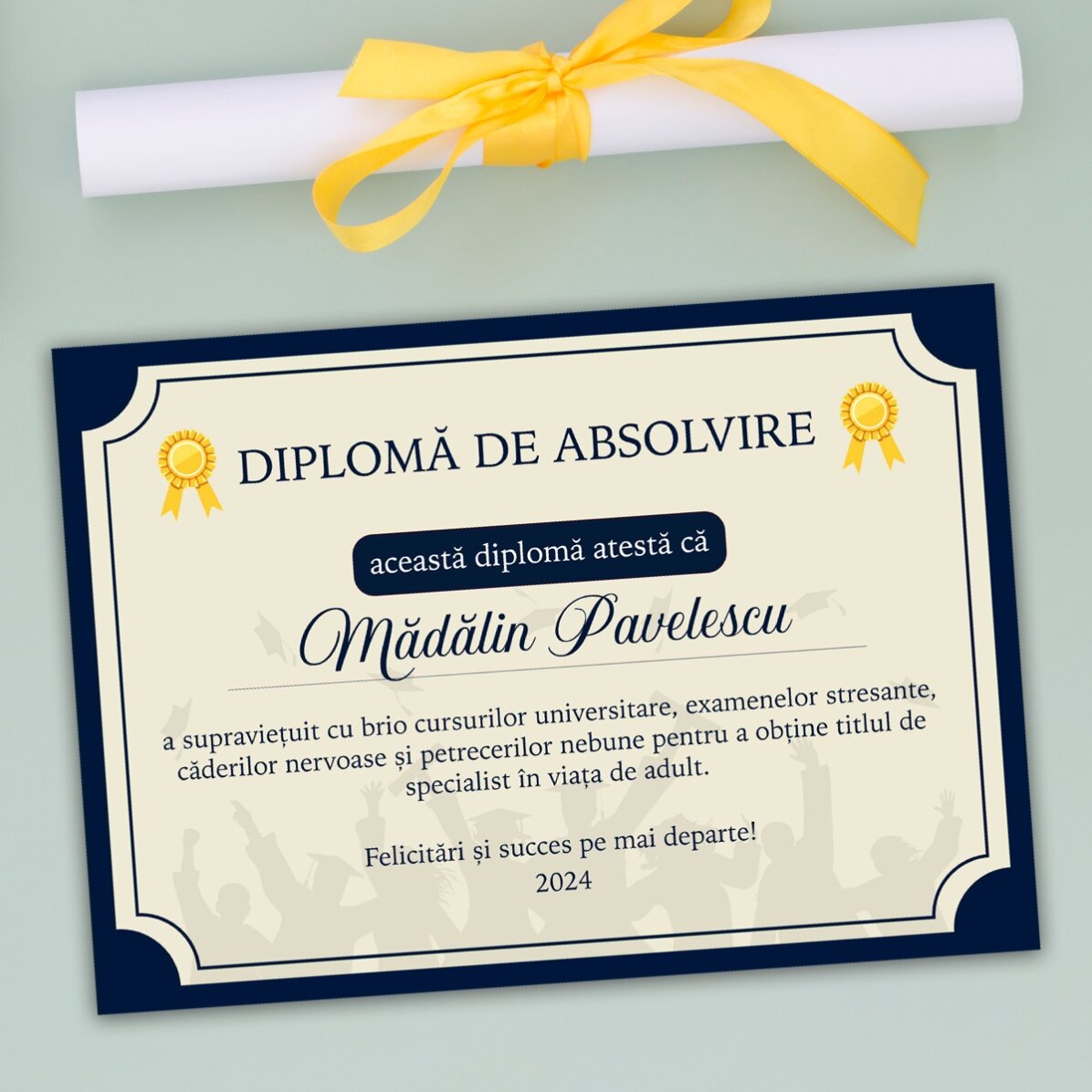 Diploma personalizzato con testo - La vita da adulto