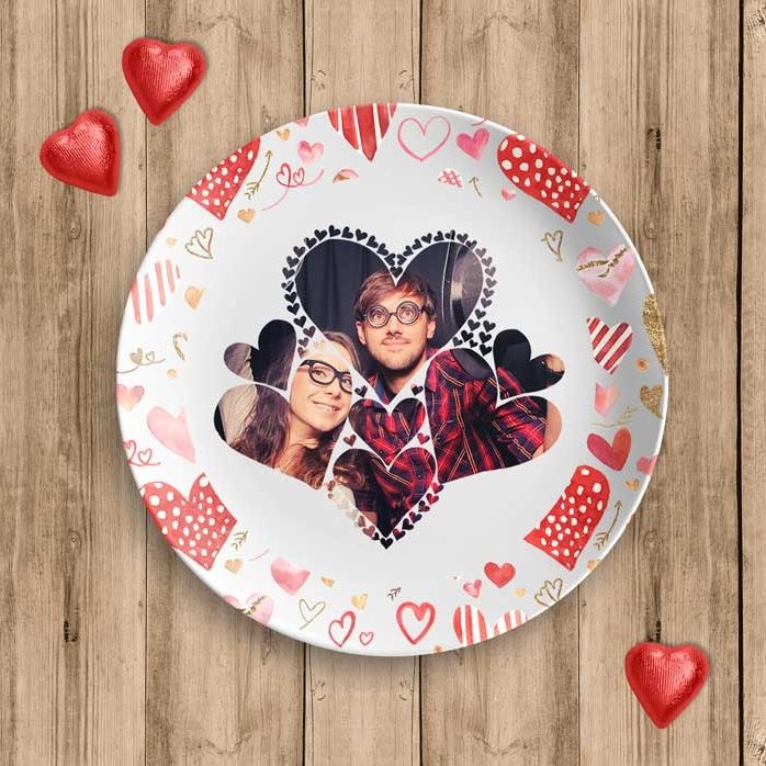 Piatto personalizzato con una foto - Cuori