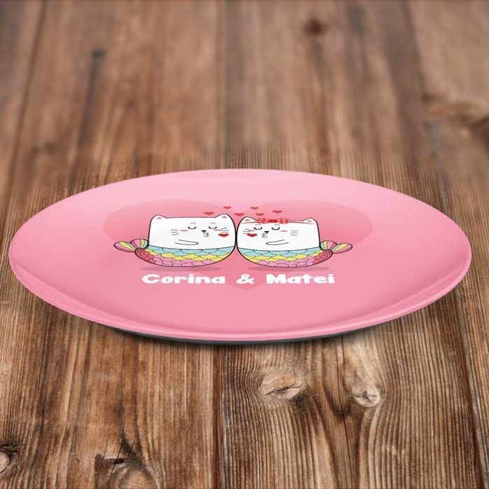 Piatto personalizzato con scritta - Love cats