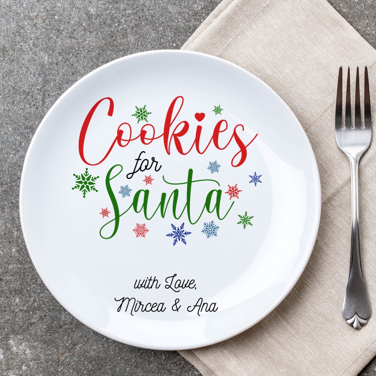 Piatto personalizzato con scritta - Biscotti per Babbo Natale
