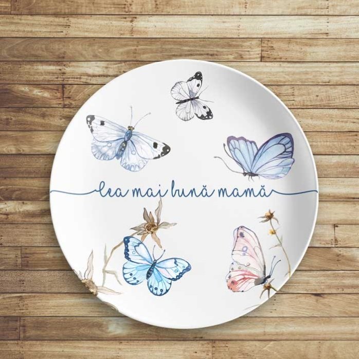 Piatto personalizzato con scritta - Farfalle