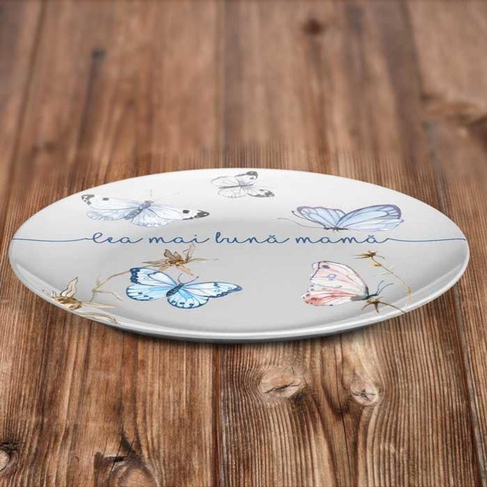 Piatto personalizzato con scritta - Farfalle