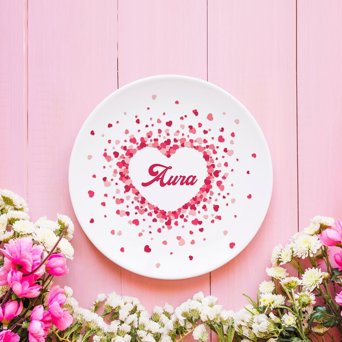 Piatto personalizzato con scritta - Sparkle of hearts