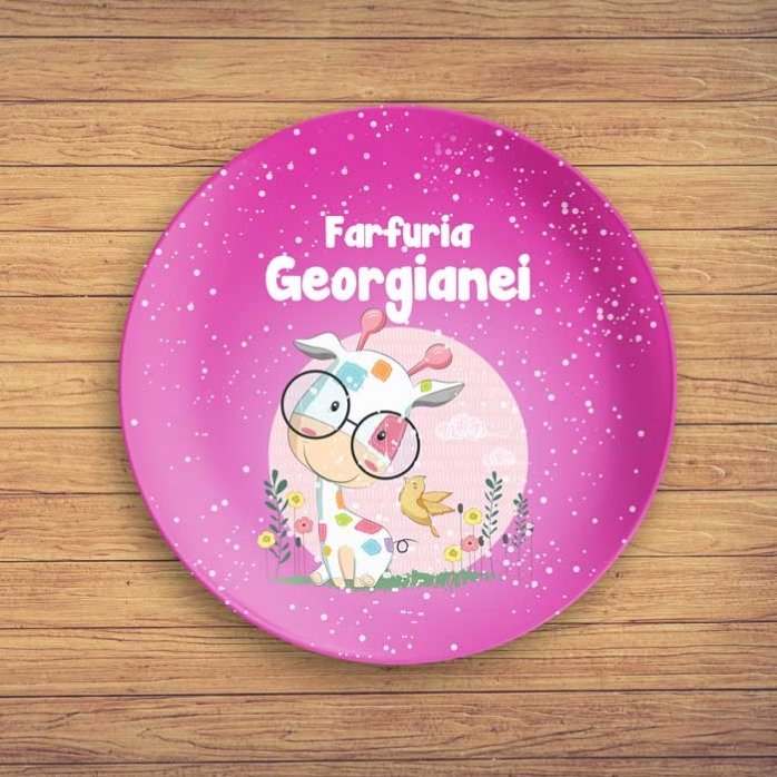 Piatto rosa personalizzato con scritta