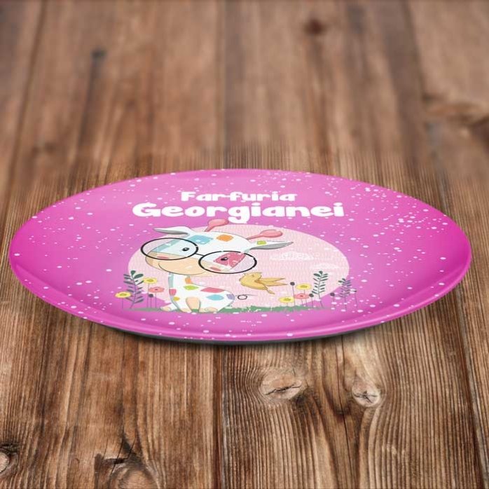 Piatto rosa personalizzato con scritta
