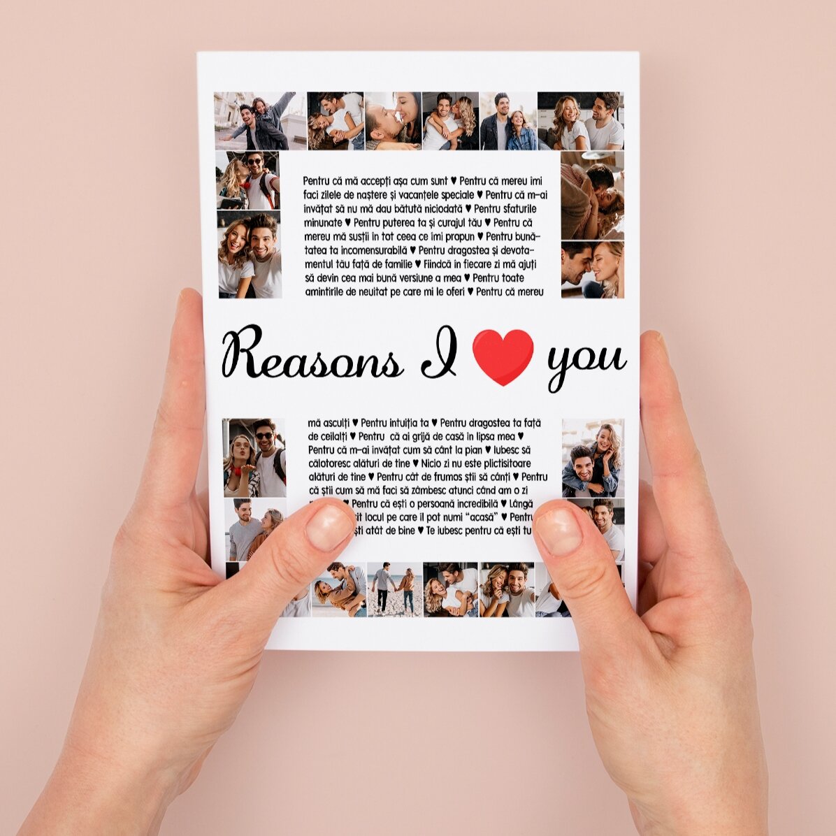 Biglietto di auguri magnetico personalizzato con 20 foto e testo - Reasons I love You
