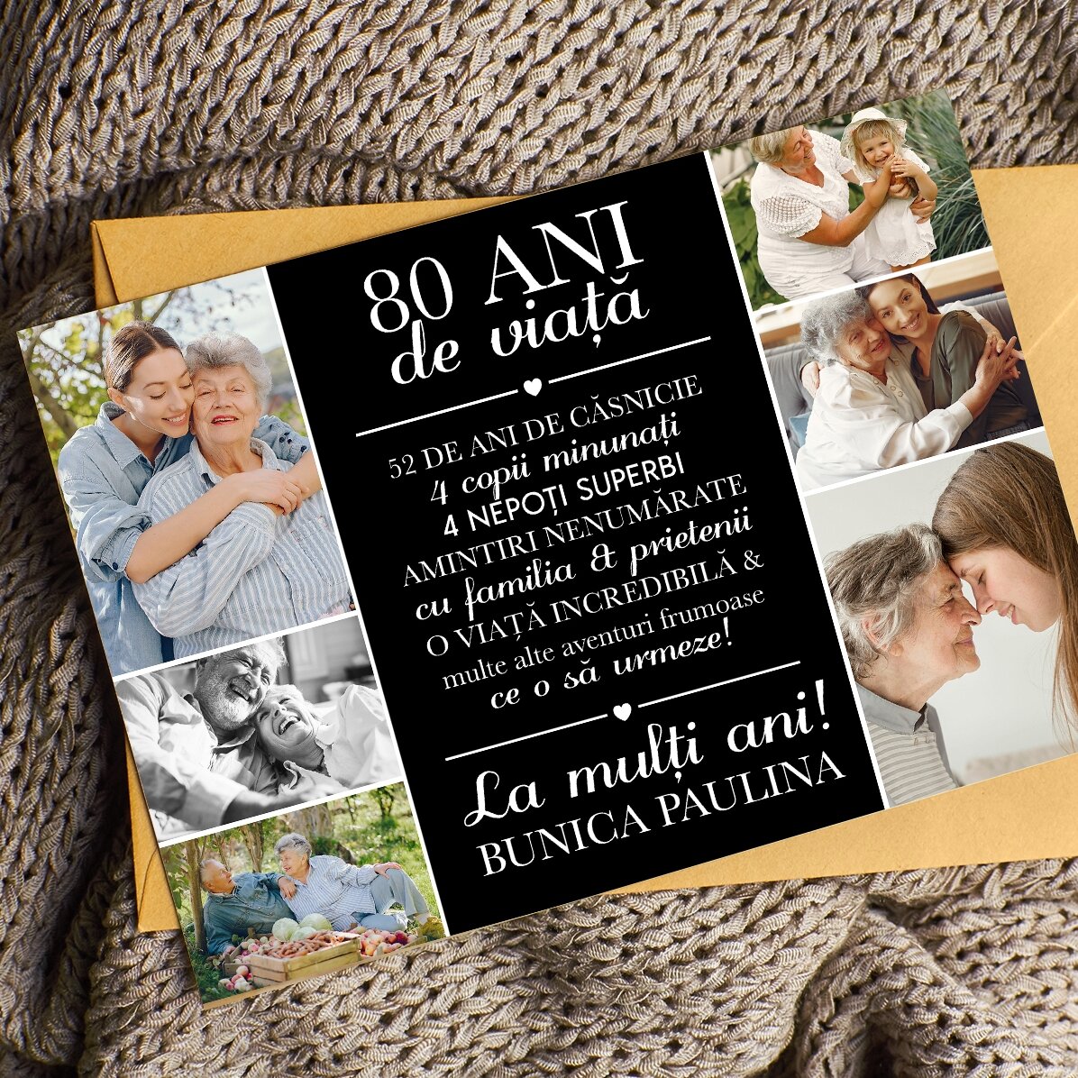Biglietto di auguri magnetico personalizzato con 6 foto e testo per la nonna - Life