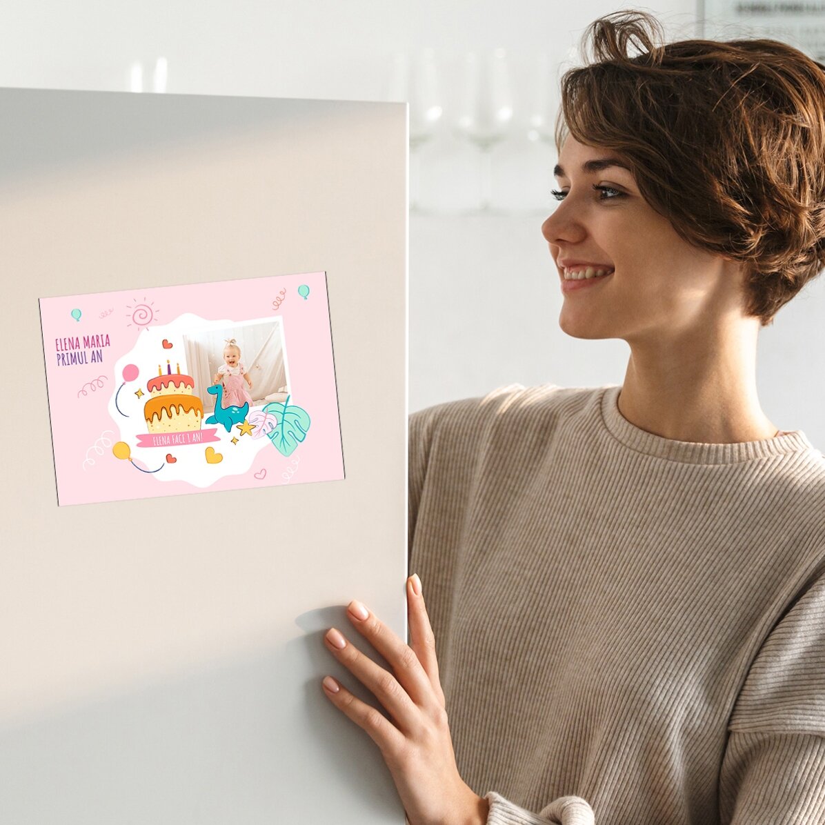 Biglietto di auguri magnetico personalizzato con una foto per il compleanno del tuo bambino