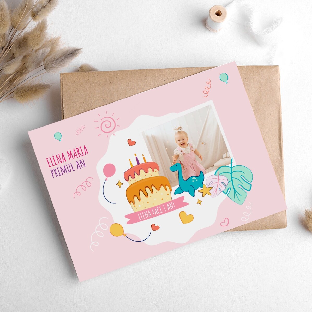 Biglietto di auguri magnetico personalizzato con una foto per il compleanno del tuo bambino