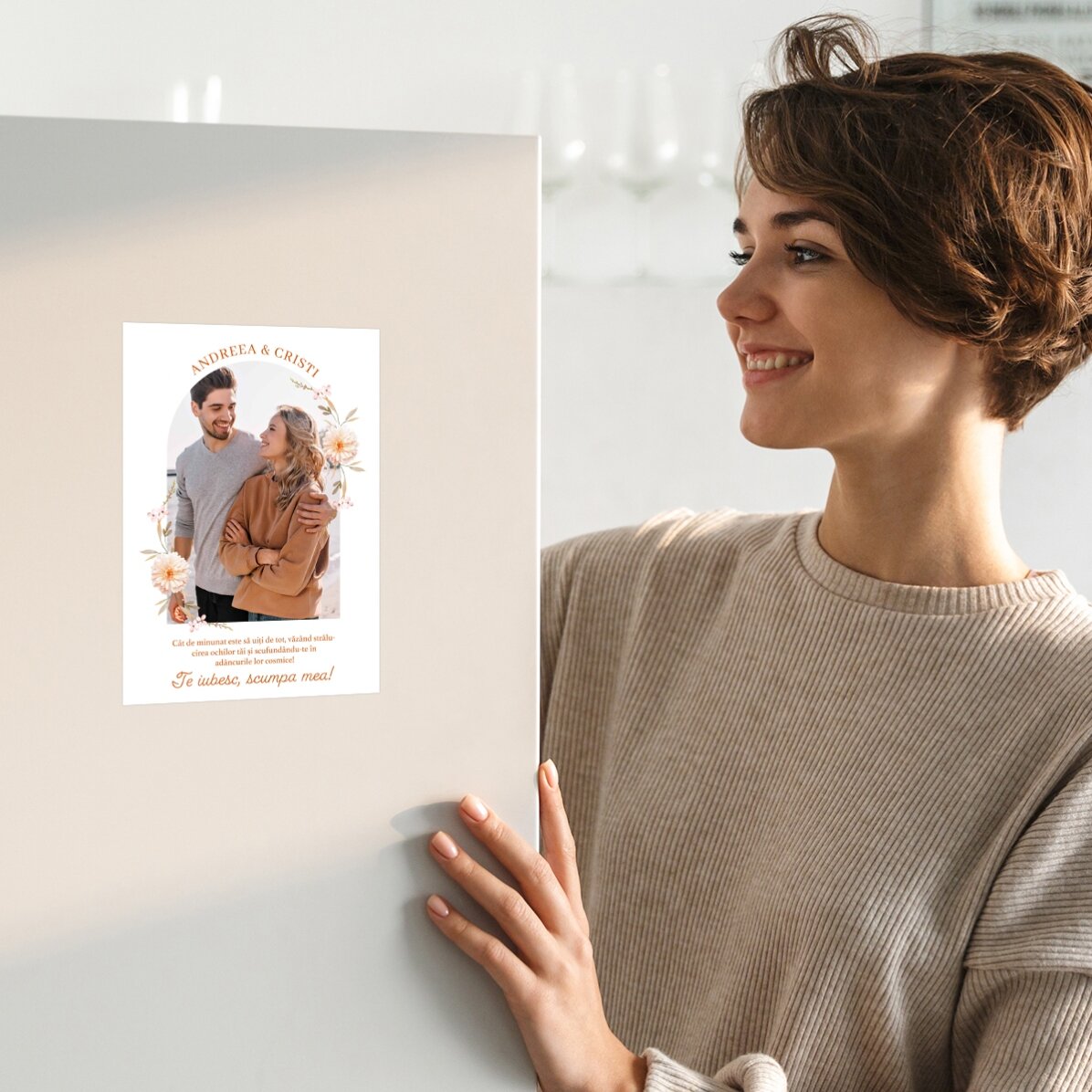 Biglietto di auguri magnetico personalizzato con foto e testo - Messaggio per il fidanzato/la fidanz