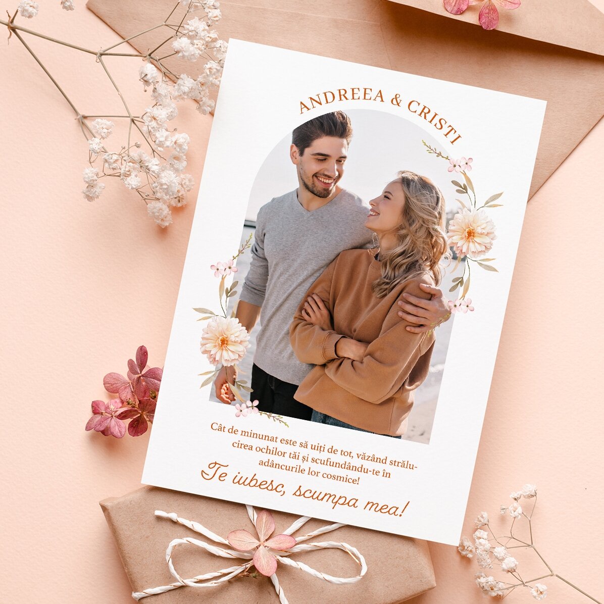 Biglietto di auguri magnetico personalizzato con foto e testo - Messaggio per il fidanzato/la fidanz