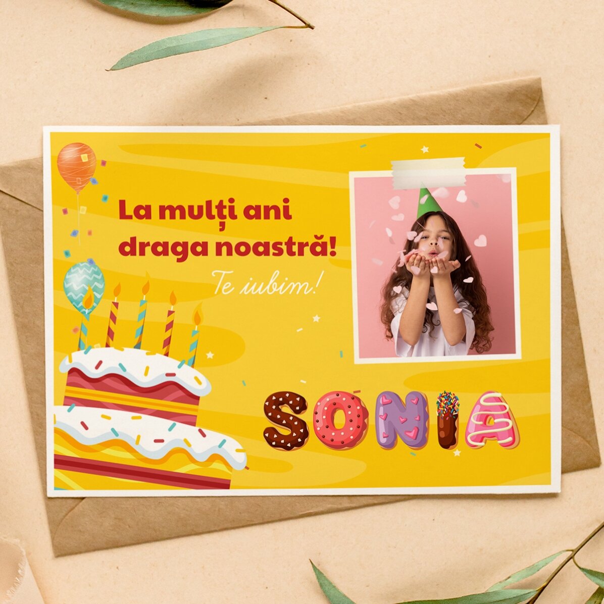Biglietto di auguri magnetico personalizzato con foto, testo e nome speciale - Compleanno