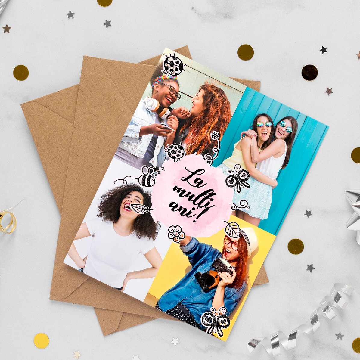 Biglietto di auguri personalizzato con 4 foto