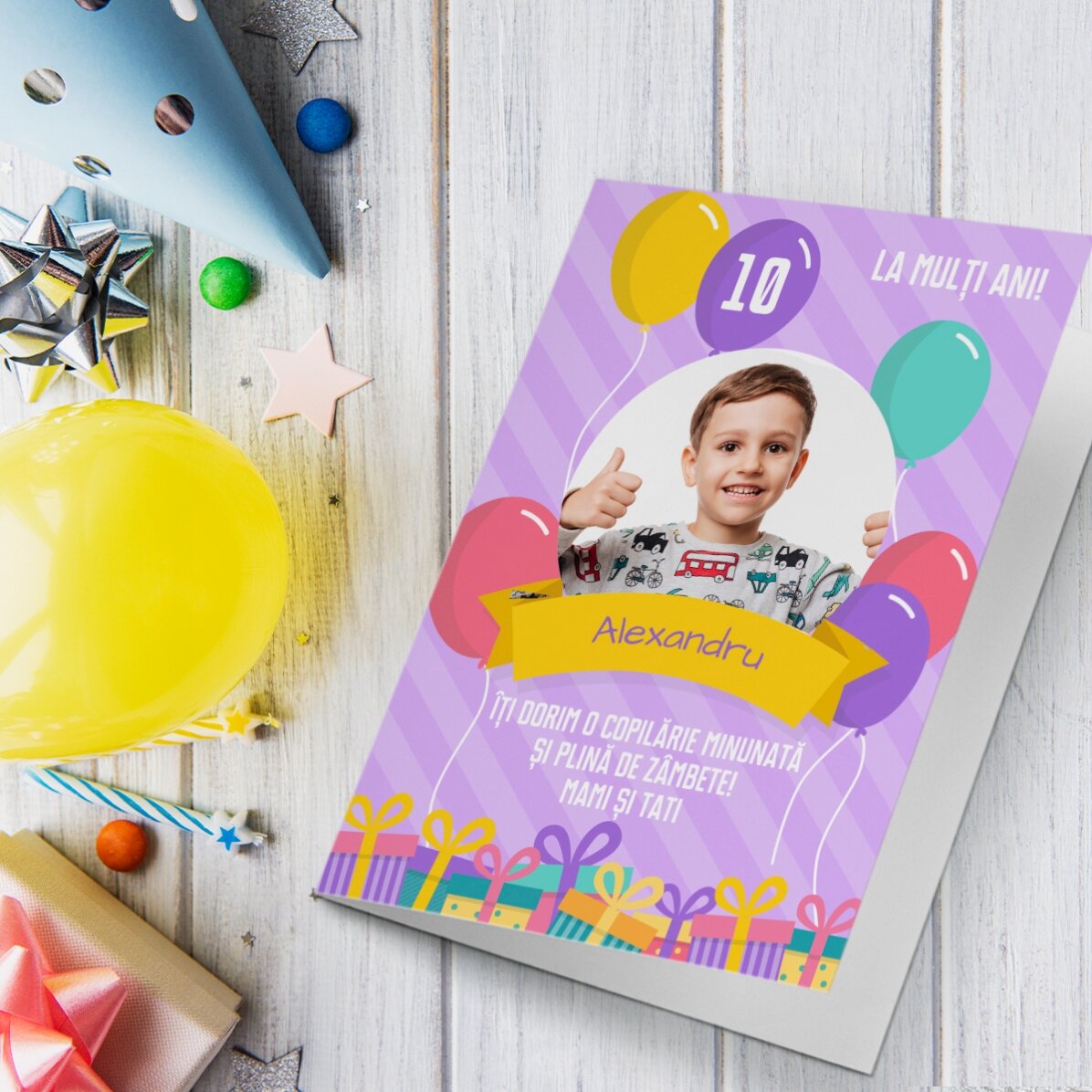 Biglietto di auguri personalizzato con foto e testo - Buon compleanno, bambini!