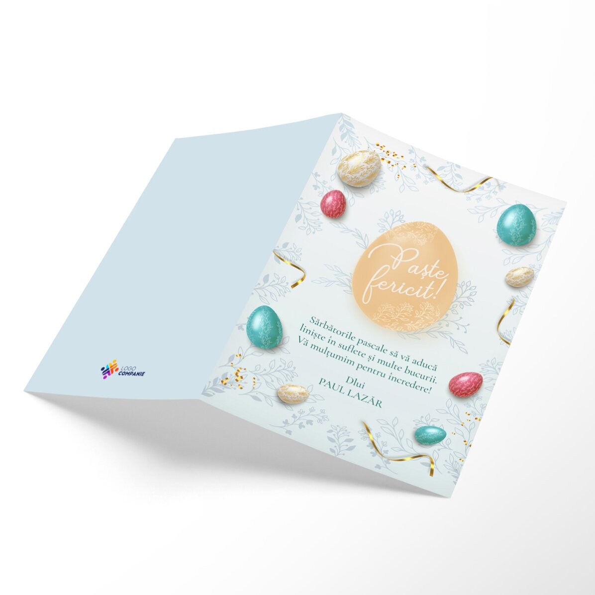 Biglietto di auguri personalizzato con logo e messaggio - Buona Pasqua!