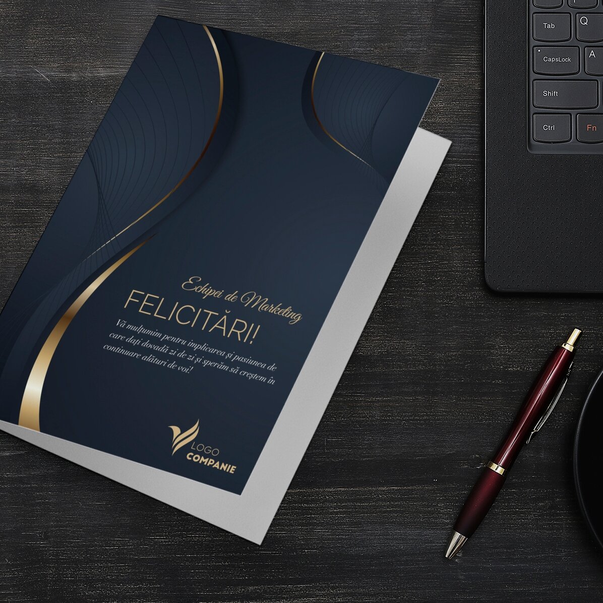 Biglietto di auguri personalizzato con logo e messaggio