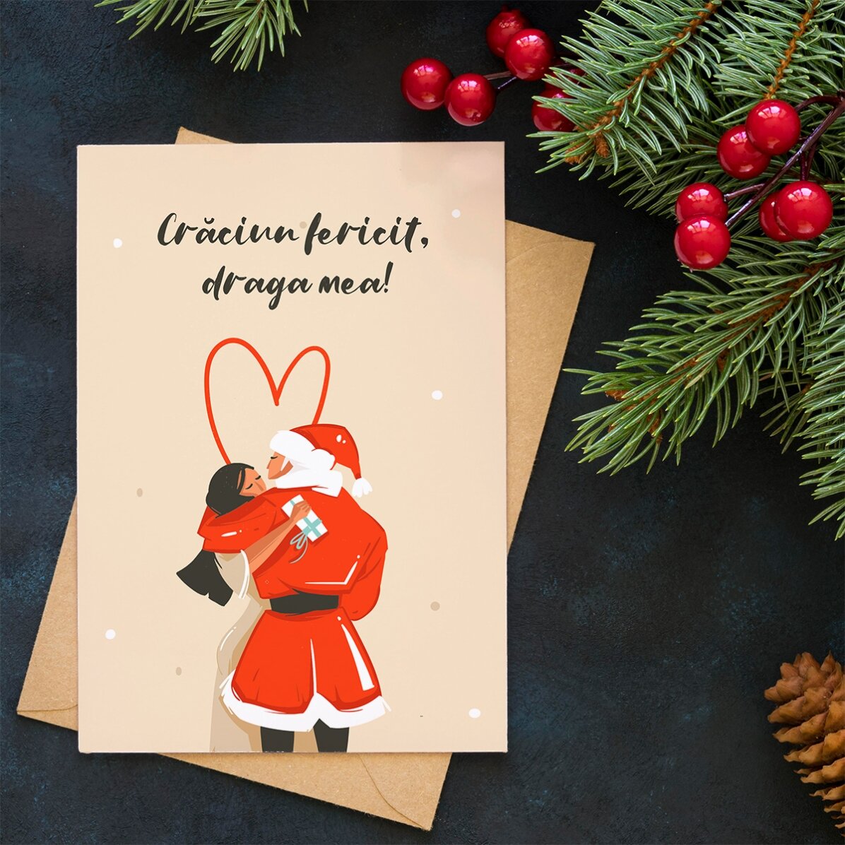 Biglietto di auguri personalizzato con messaggio natalizio per una coppia