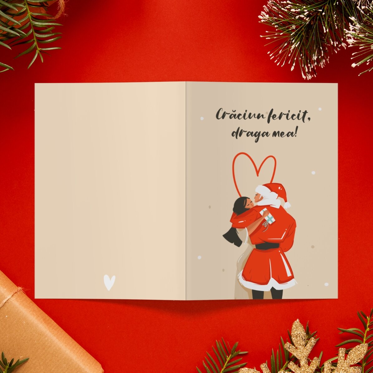 Biglietto di auguri personalizzato con messaggio natalizio per una coppia