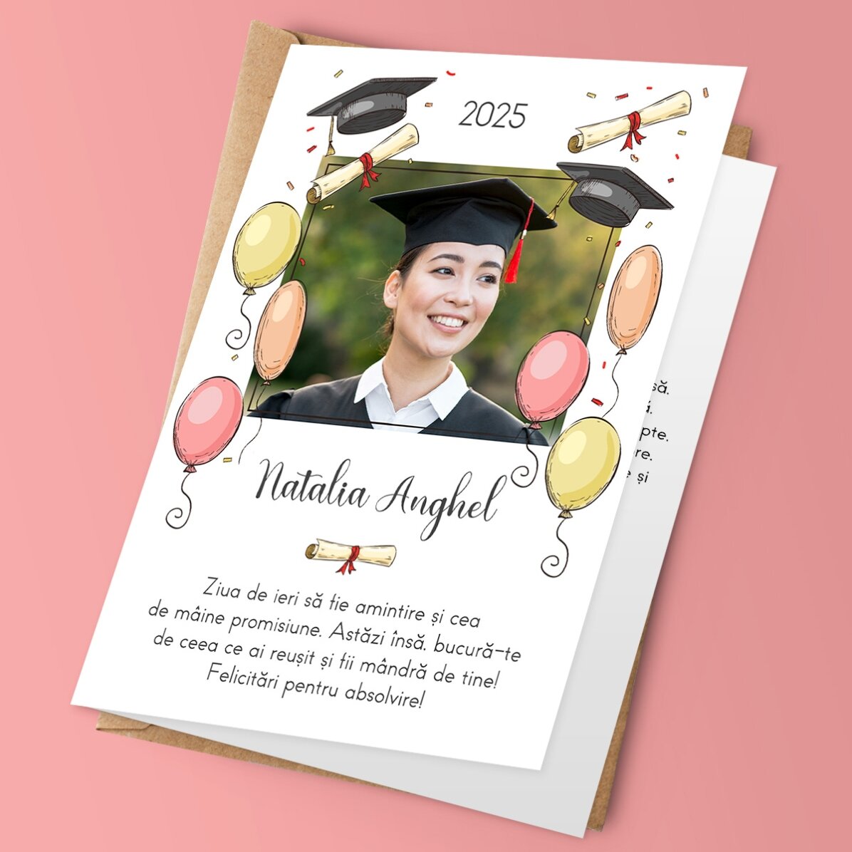Biglietto di auguri personalizzato con foto e testo - Laurea