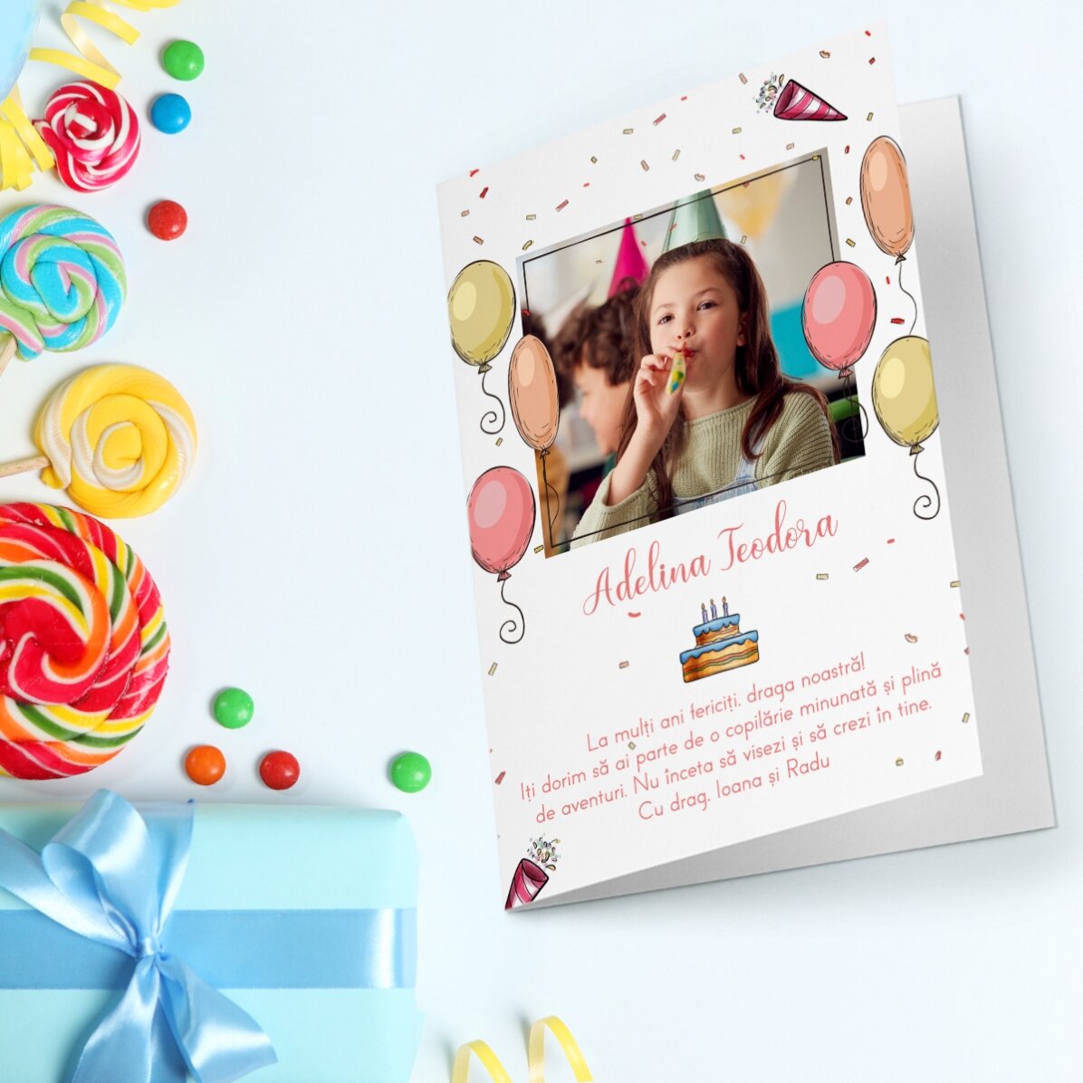 Biglietto di auguri personalizzato con foto e testo - Buon compleanno
