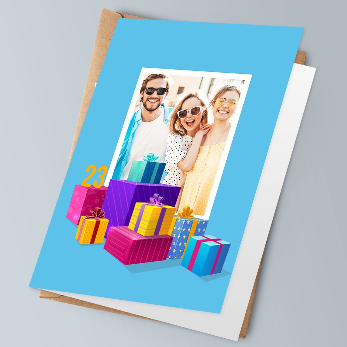 Biglietto di auguri personalizzato con foto, testo e codice QR - Buon compleanno