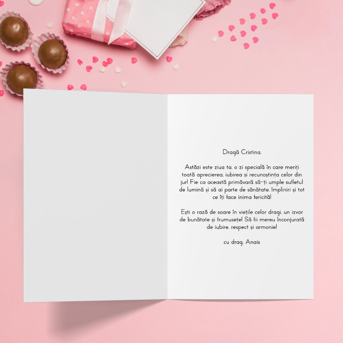 Biglietto di auguri personalizzato con testo - 8 marzo