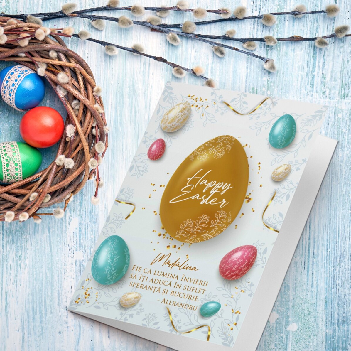 Biglietto di auguri personalizzato con testo - Auguri di Pasqua