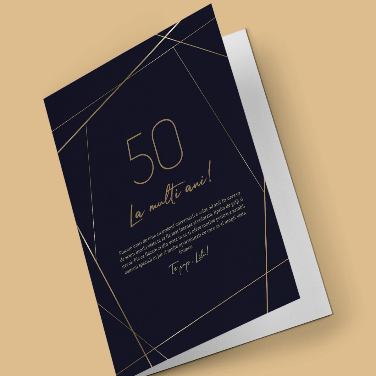 Biglietto di auguri personalizzato con testo - Golden 50