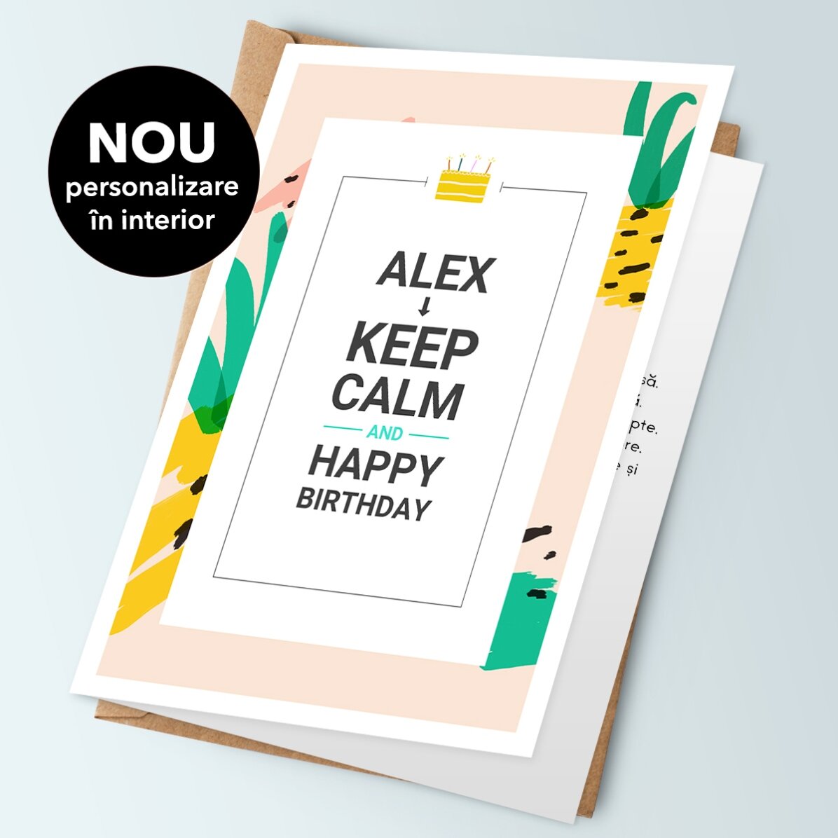Biglietto di auguri personalizzato con testo - KEEP CALM and happy birthday