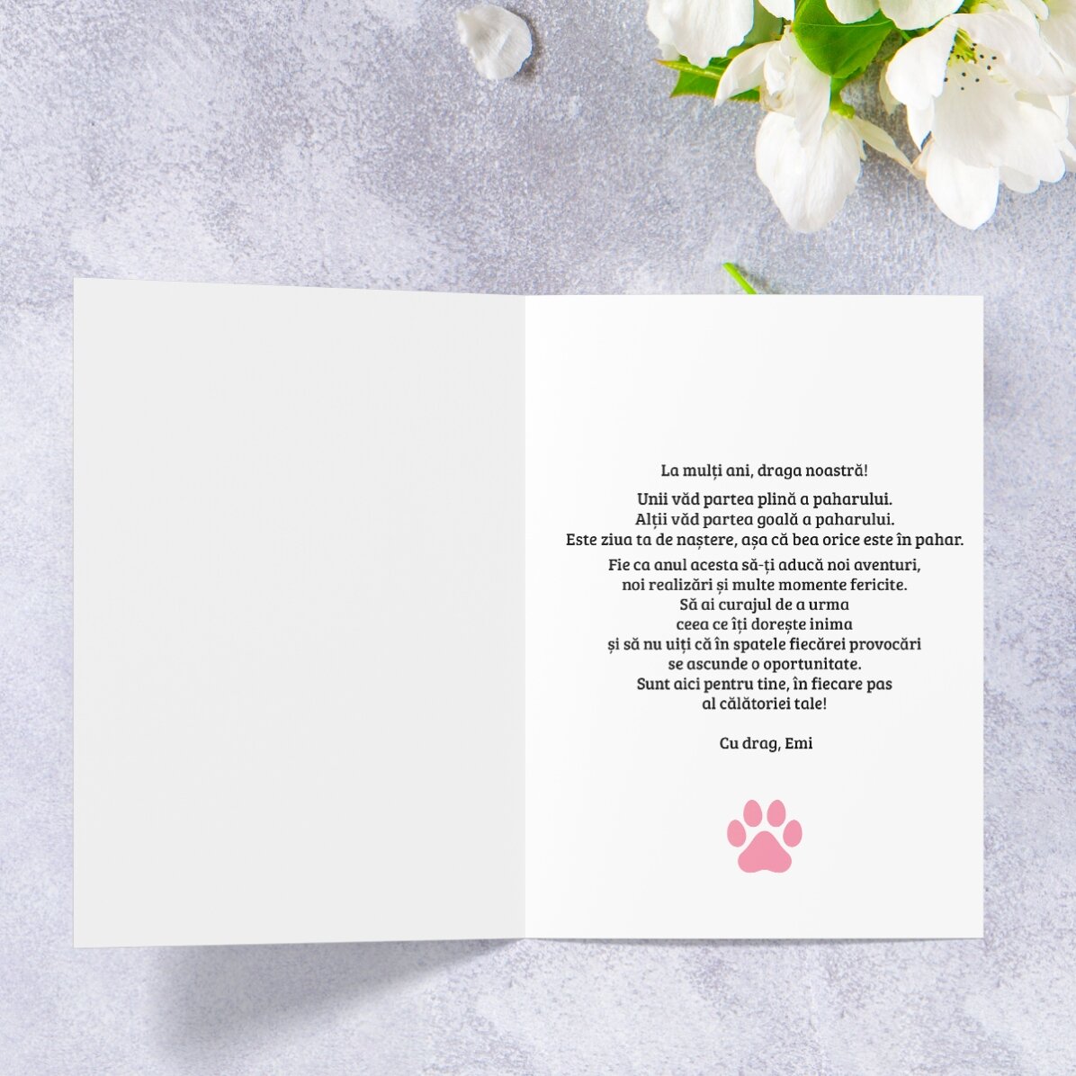 Biglietto di auguri personalizzato con testo - Lettera da Meow