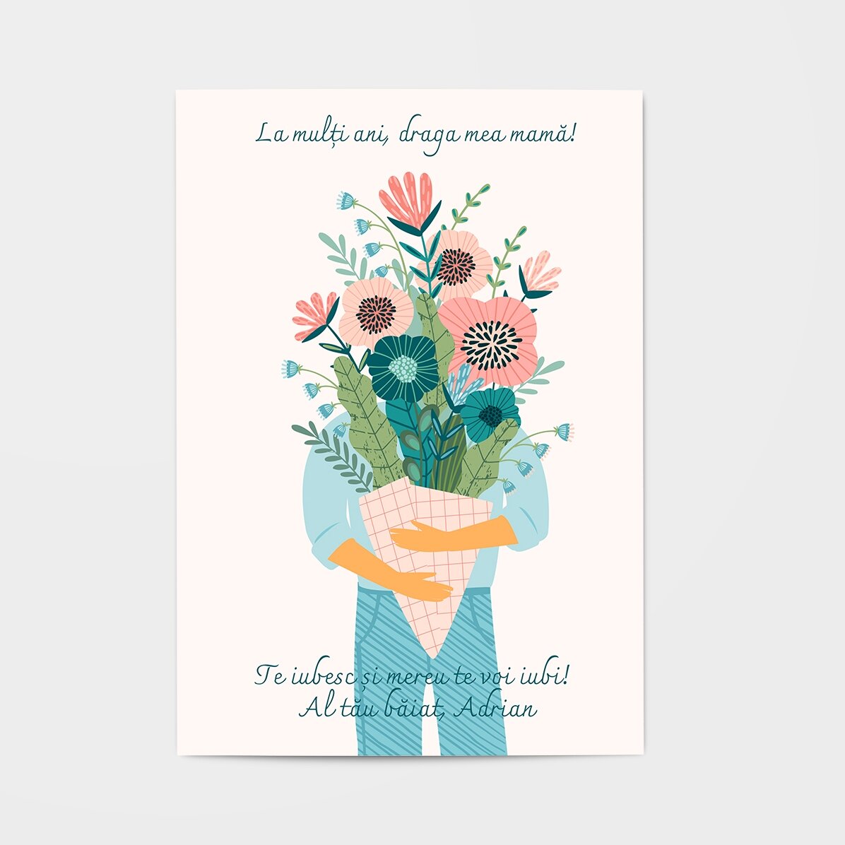 Biglietto di auguri personalizzato con testo - Un mazzo di amore!